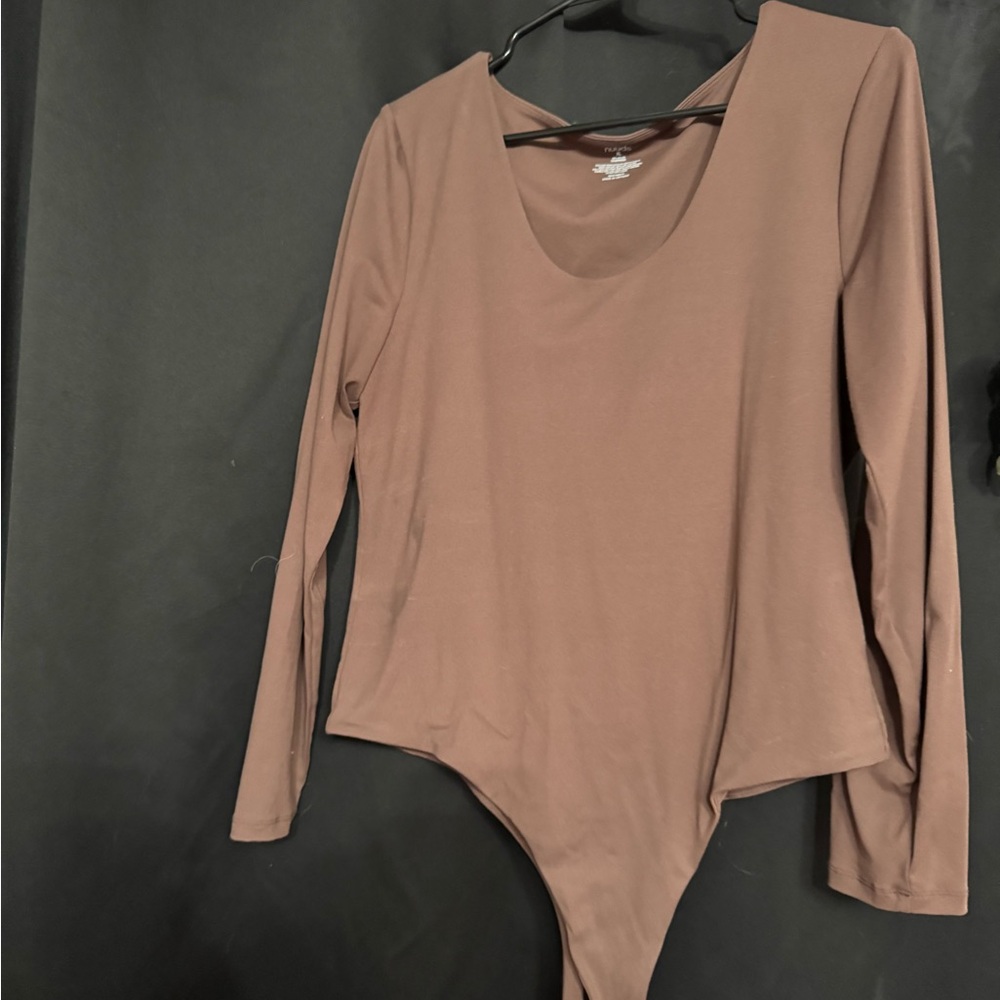 Nuuds Pink Asymmetrical Fitted Bodysuit